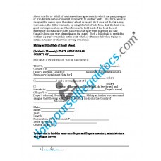 Bill of Sale of Boat Vessel - Michigan (Sold with Warranty)